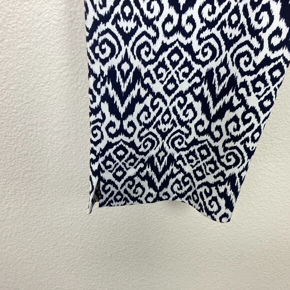 Chico's Slim Straight Ankle Pants  Size 12R Black White Geometric Stretch Pocket - Picture 2 of 6